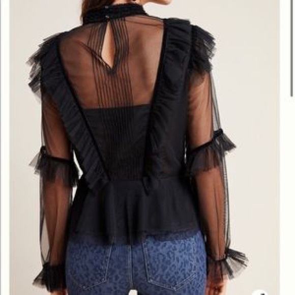 Anthropologie Maggie Sheer Victorian Blouse Geisha - Picture 5 of 8